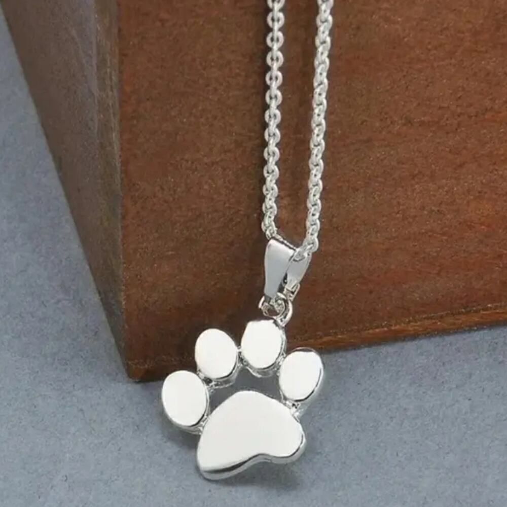 Chic Stainless Steel Paw Print Necklace Gold Plated or Silver Plated